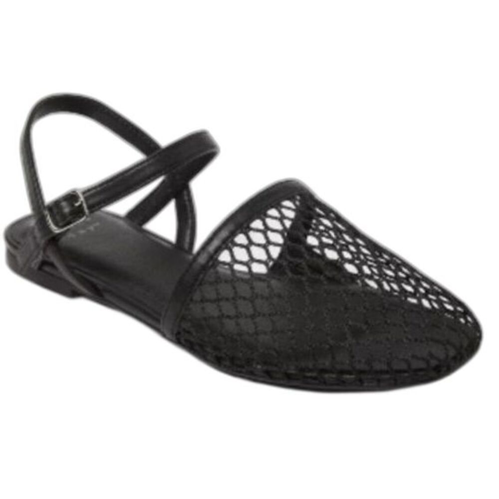 Women's Vanna Fishnet Slingback Flats -A New Day- Black Size 11
